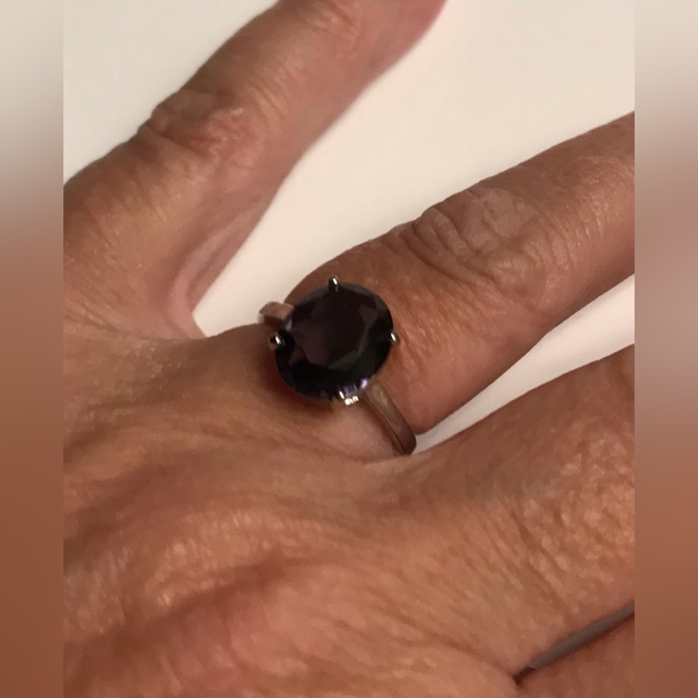 Amethyst Stamped 925 Sterling Silver Ring